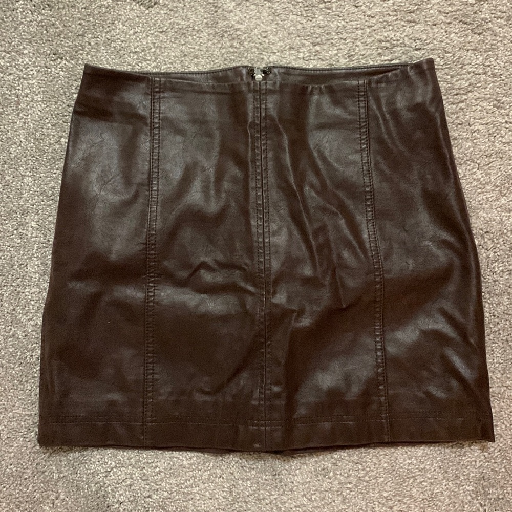 Free People Brown Faux Leather Miniskirt // Size 12